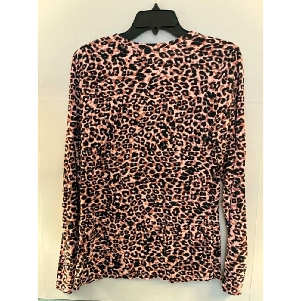 Cuddl Duds Womens Large Leopard Print Softwear Top Stretch Long Sleeve Lounge - Picture 2 of 5